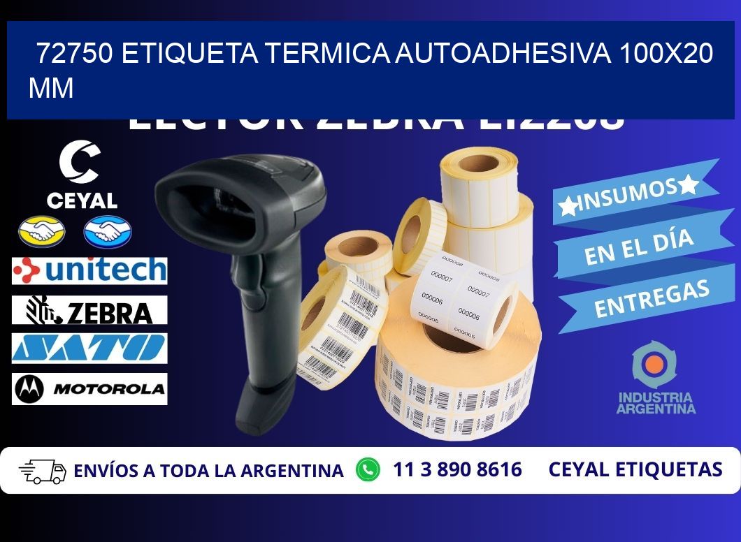 72750 Etiqueta Termica Autoadhesiva 100x20 mm
