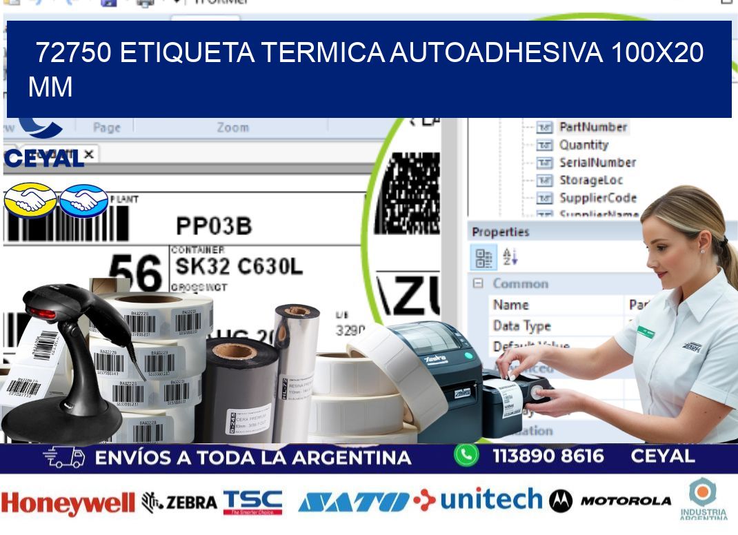 72750 Etiqueta Termica Autoadhesiva 100x20 mm