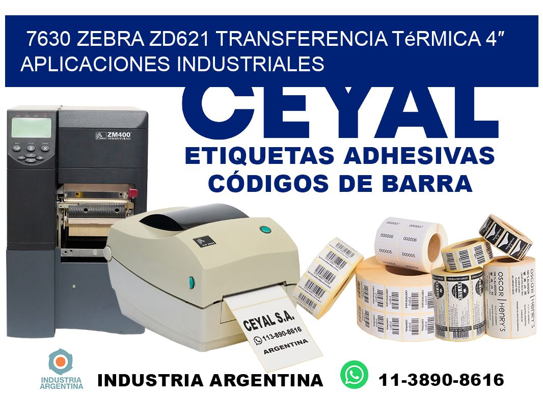 7630 Zebra ZD621 transferencia térmica 4″ aplicaciones industriales