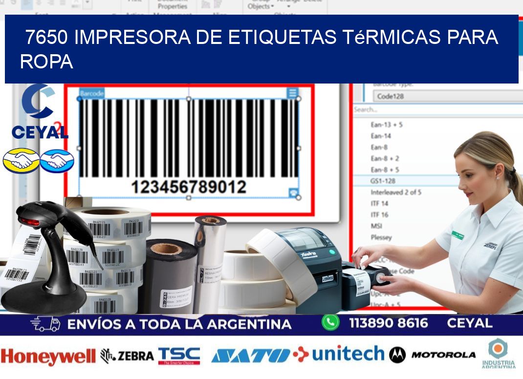 7650 impresora de etiquetas térmicas para ropa