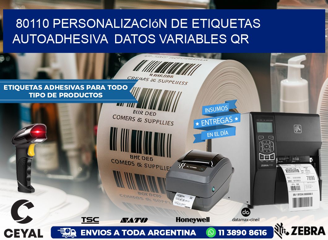 80110 Personalización de etiquetas autoadhesiva  datos variables QR