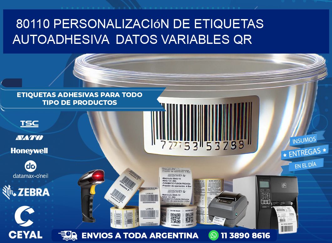 80110 Personalización de etiquetas autoadhesiva  datos variables QR