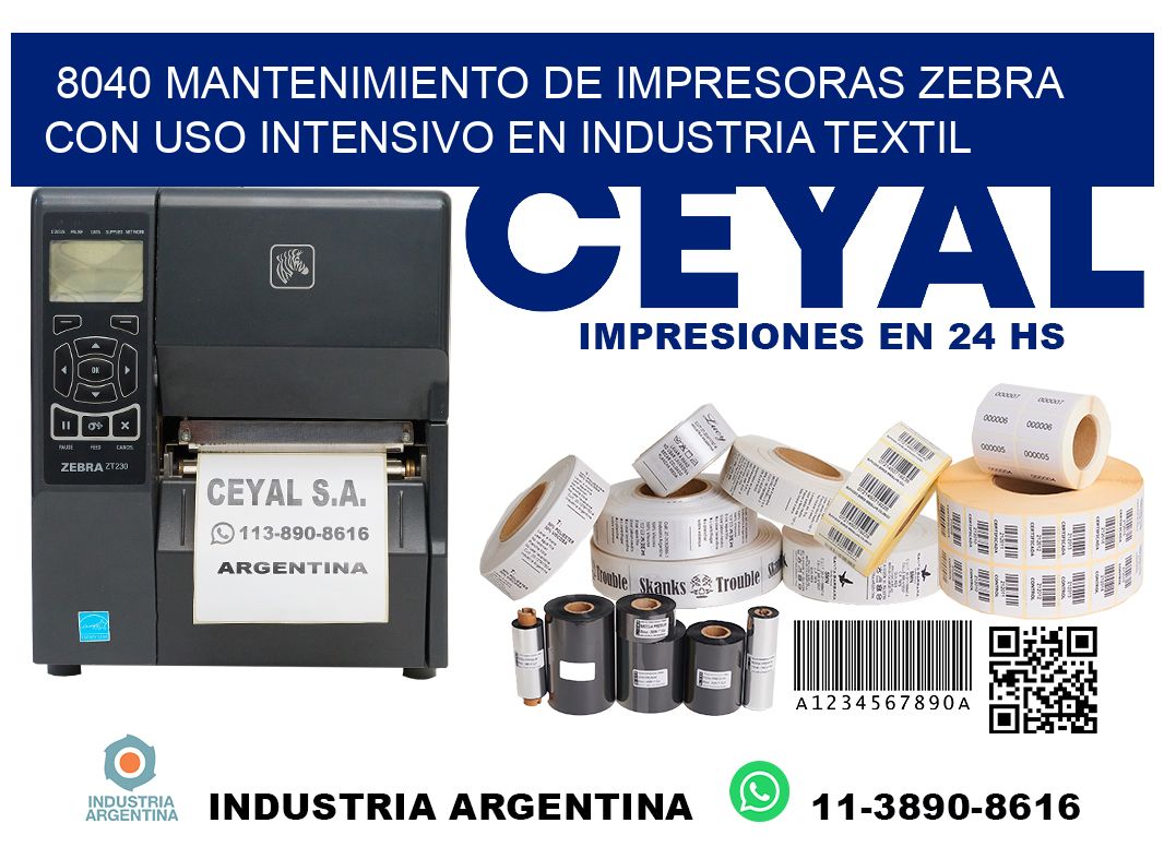 8040 mantenimiento de impresoras zebra con uso intensivo en industria textil