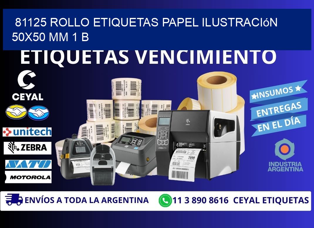 81125 Rollo Etiquetas Papel Ilustración 50x50 Mm 1 B