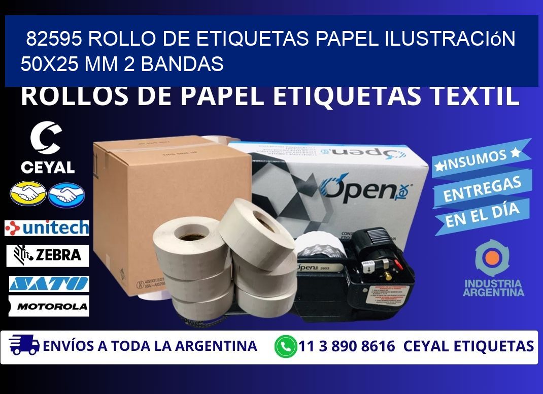 82595 Rollo de Etiquetas Papel Ilustración 50x25 Mm 2 Bandas