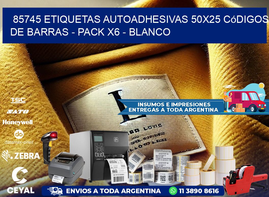 85745 Etiquetas Autoadhesivas 50x25 Códigos De Barras - Pack X6 - Blanco