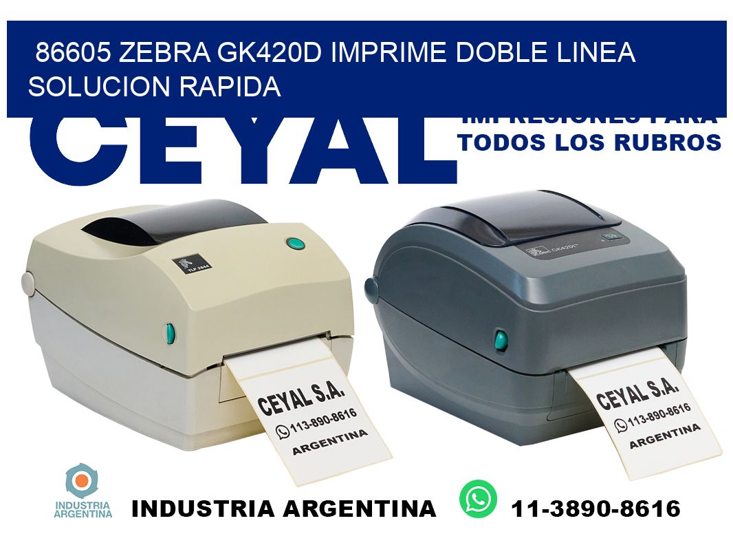 86605 zebra gk420d imprime doble linea solucion rapida