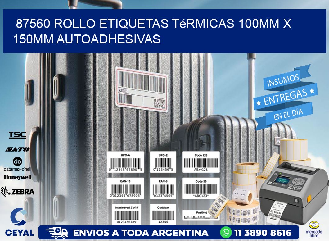 87560 Rollo Etiquetas Térmicas 100mm X 150mm Autoadhesivas