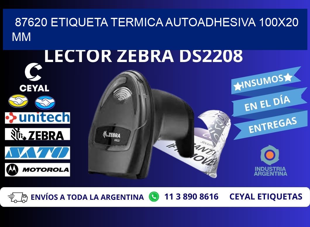 87620 Etiqueta Termica Autoadhesiva 100x20 mm