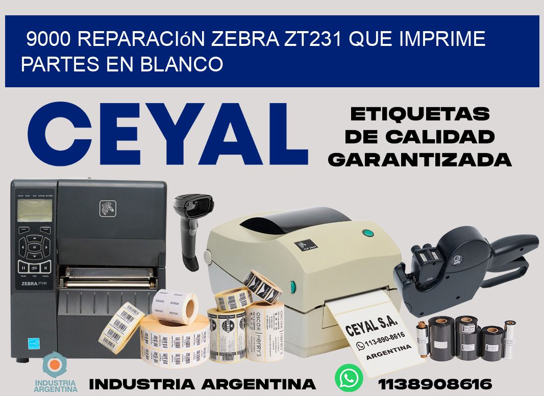 9000 reparación zebra zt231 que imprime partes en blanco