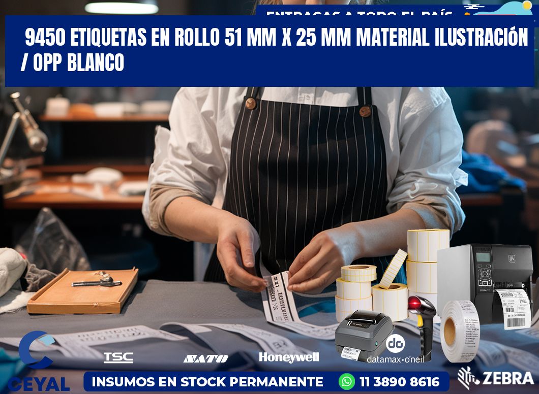 9450 Etiquetas en rollo 51 mm x 25 mm material Ilustración / OPP Blanco
