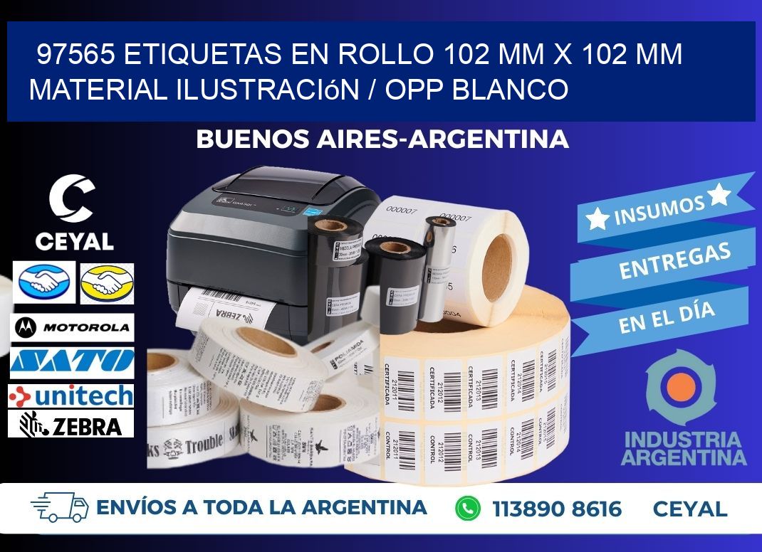 97565 Etiquetas en rollo 102 mm x 102 mm material Ilustración / OPP Blanco