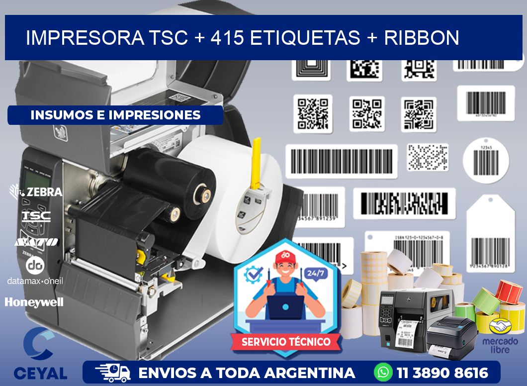 impresora TSC + 415 etiquetas + ribbon