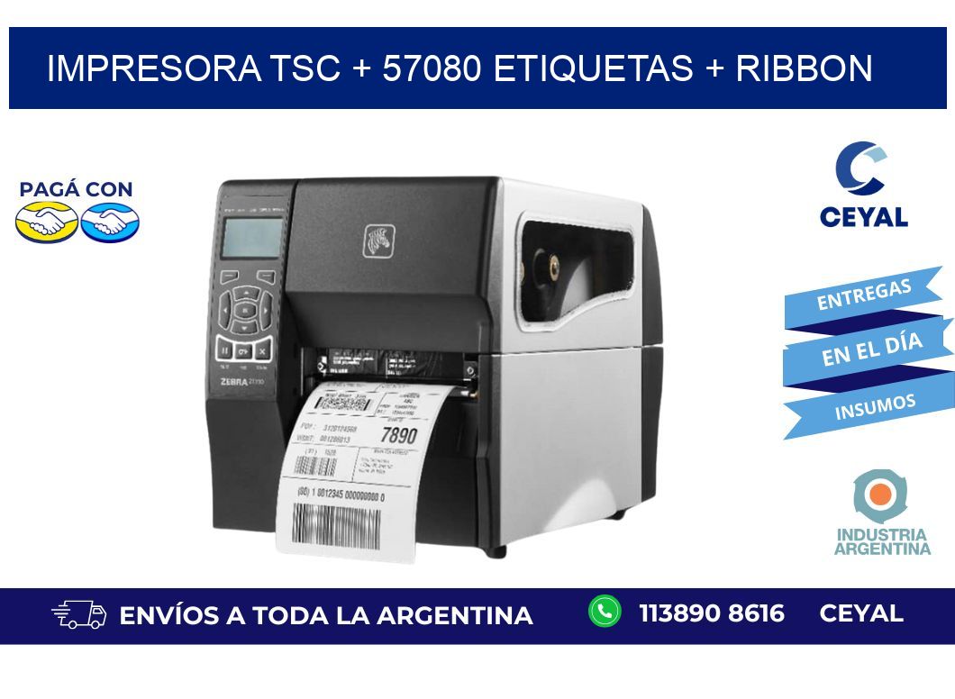 impresora TSC + 57080 etiquetas + ribbon