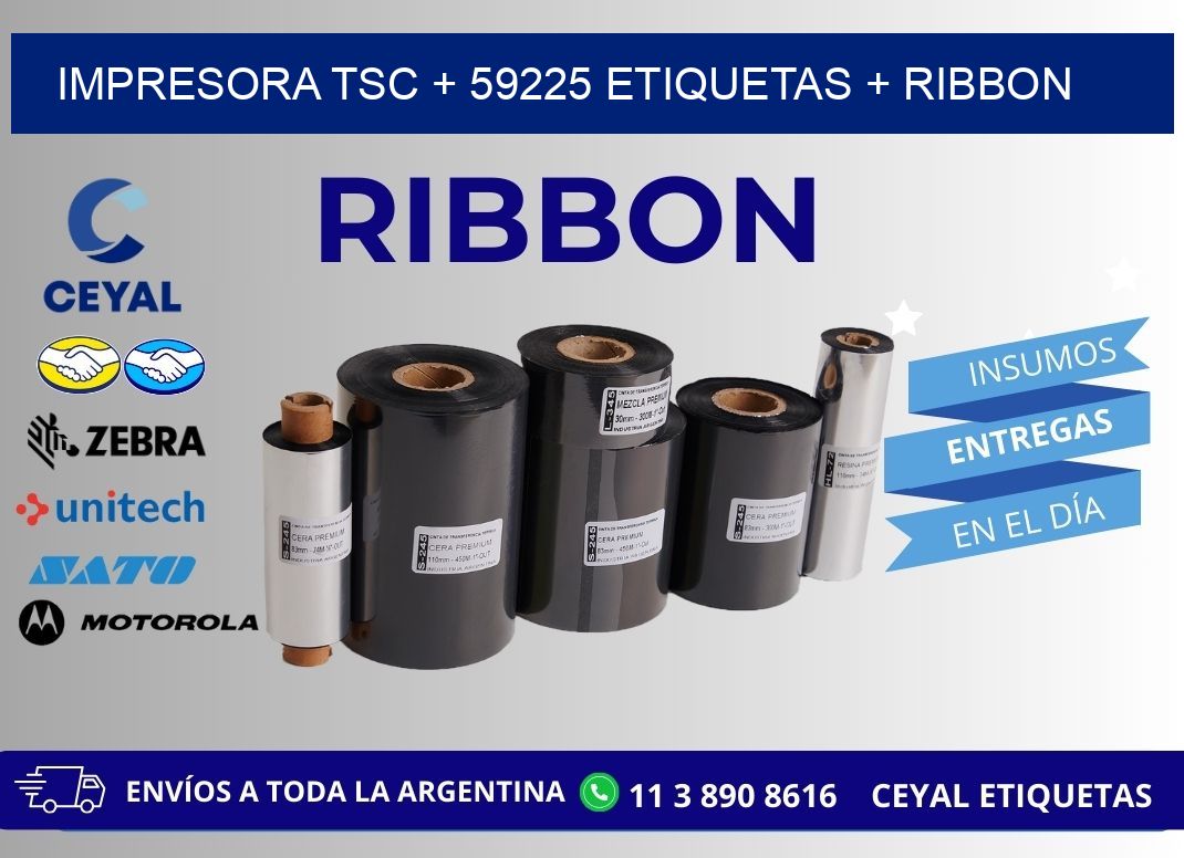 impresora TSC + 59225 etiquetas + ribbon