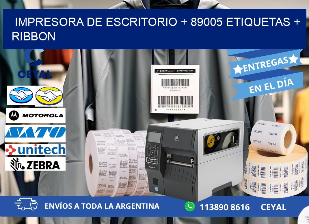 impresora de escritorio + 89005 etiquetas + ribbon