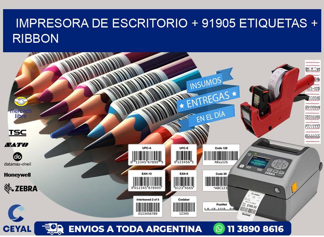 impresora de escritorio + 91905 etiquetas + ribbon
