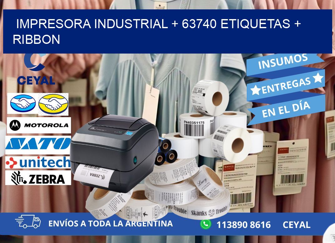 impresora industrial + 63740 etiquetas + ribbon