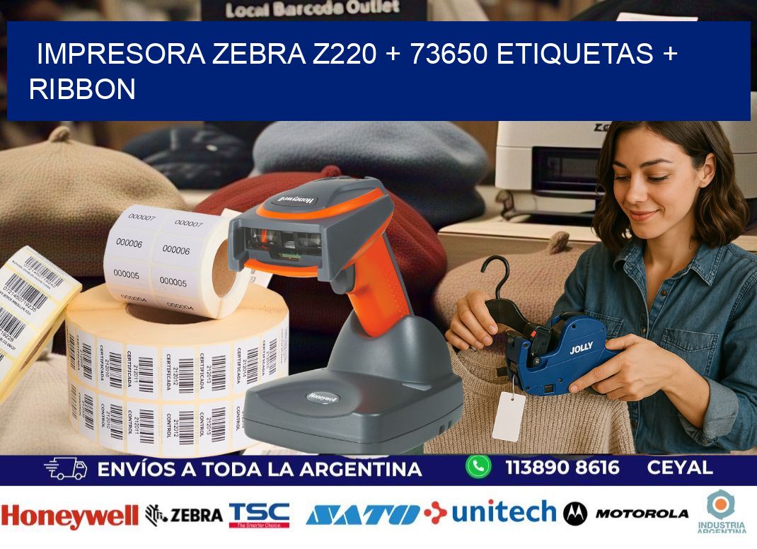 impresora zebra z220 + 73650 etiquetas + ribbon