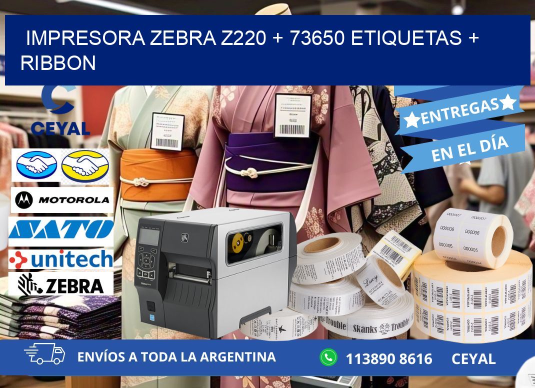 impresora zebra z220 + 73650 etiquetas + ribbon