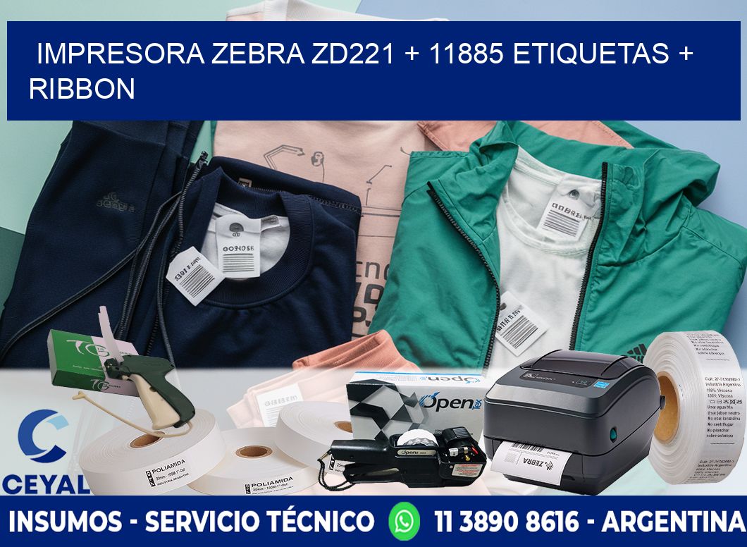 impresora zebra zd221 + 11885 etiquetas + ribbon