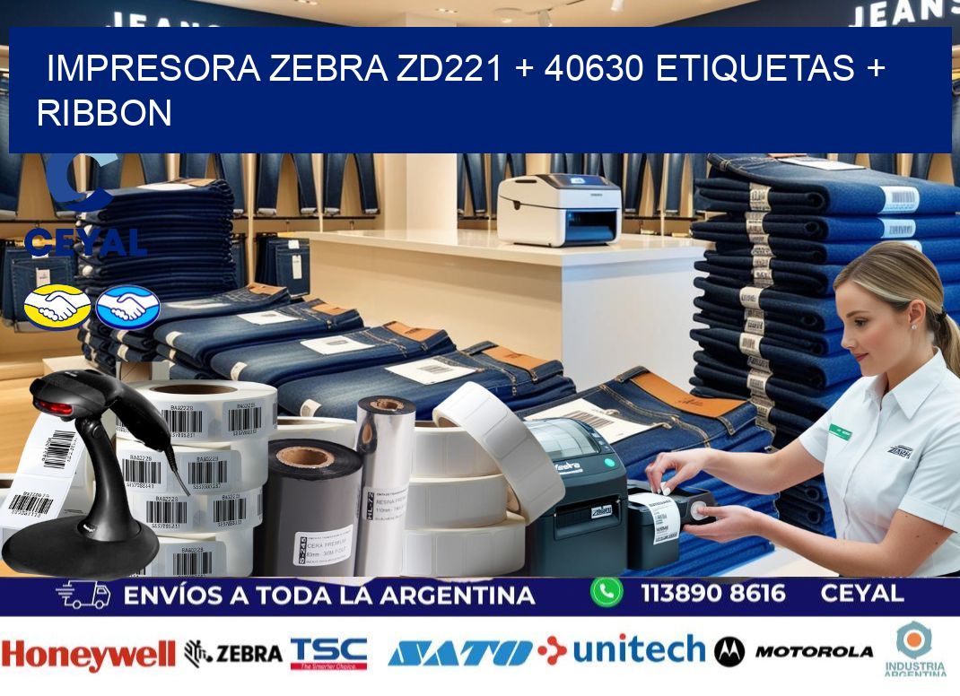 impresora zebra zd221 + 40630 etiquetas + ribbon