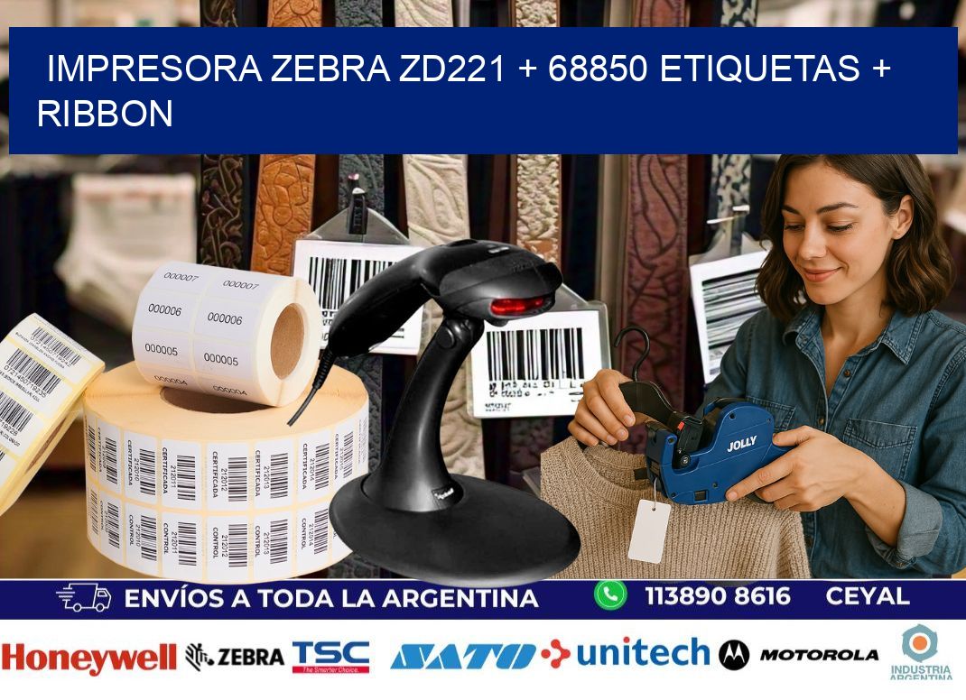 impresora zebra zd221 + 68850 etiquetas + ribbon