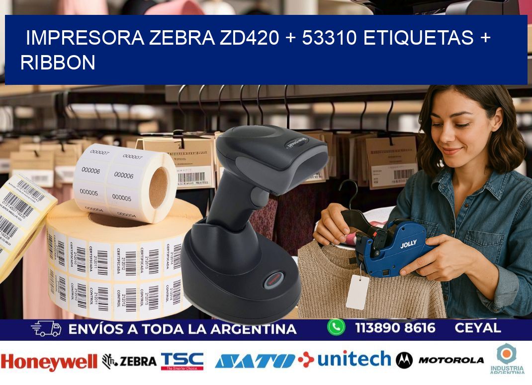 impresora zebra zd420 + 53310 etiquetas + ribbon