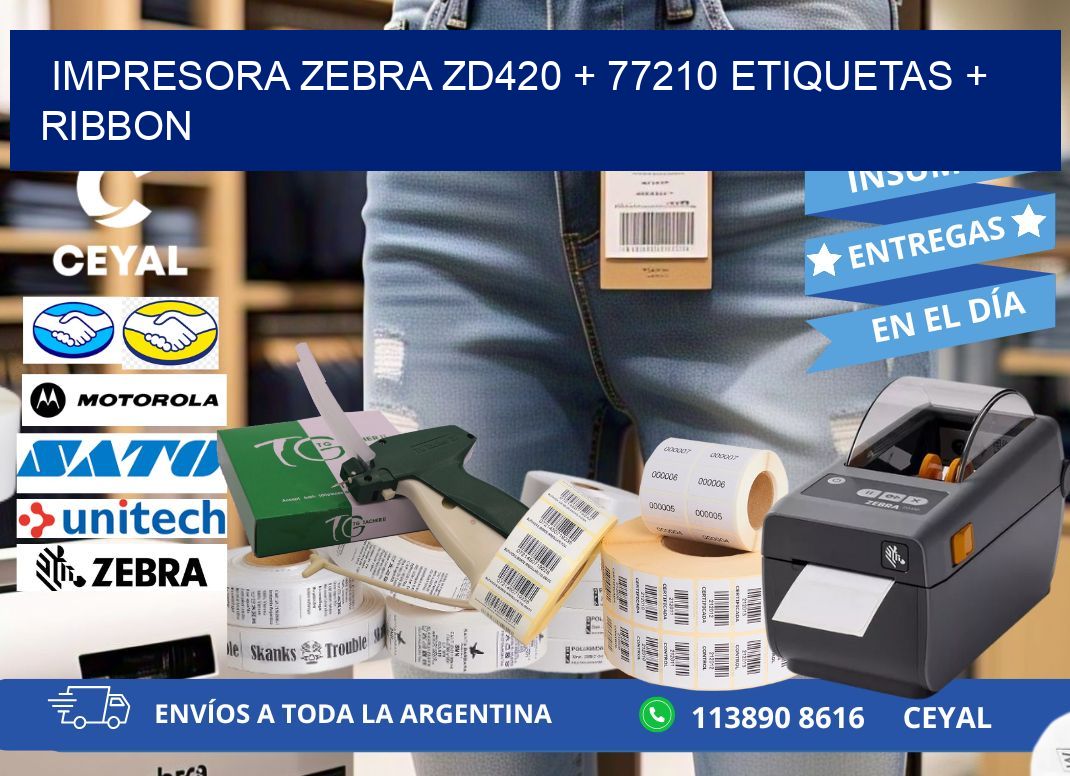 impresora zebra zd420 + 77210 etiquetas + ribbon