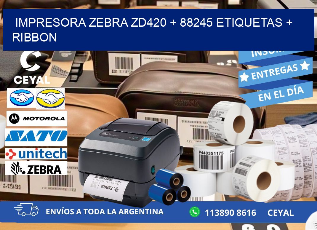 impresora zebra zd420 + 88245 etiquetas + ribbon
