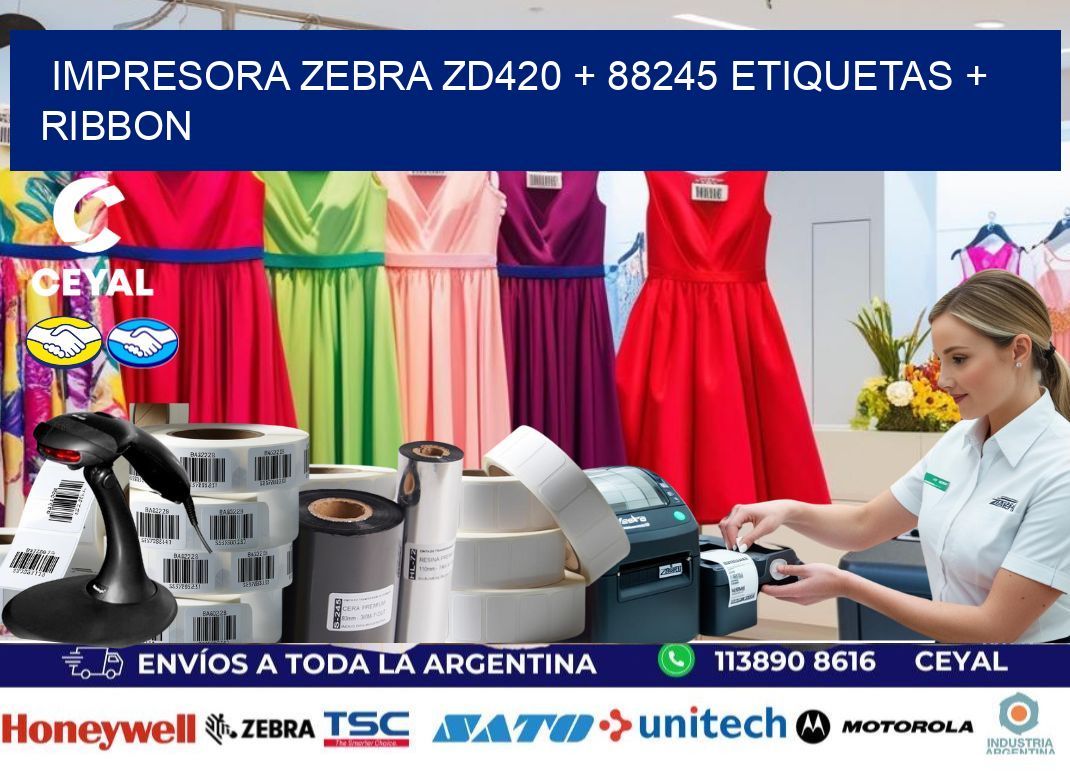 impresora zebra zd420 + 88245 etiquetas + ribbon