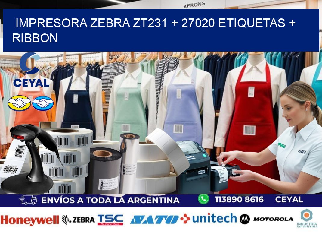 impresora zebra zt231 + 27020 etiquetas + ribbon