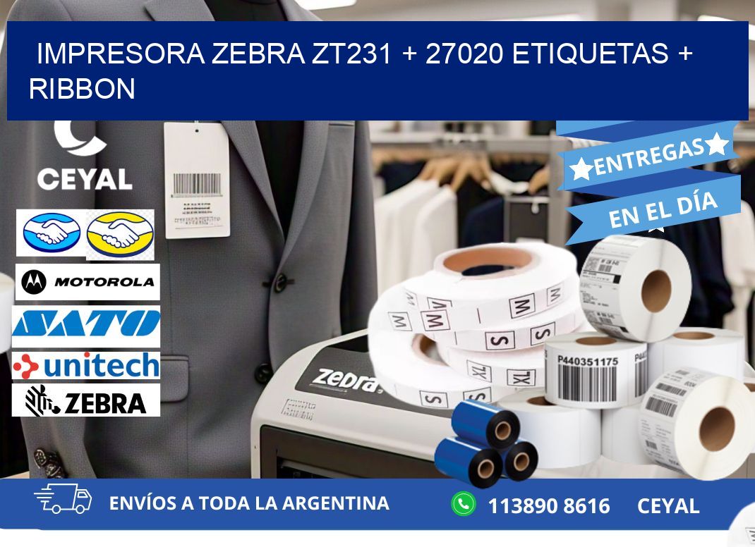 impresora zebra zt231 + 27020 etiquetas + ribbon