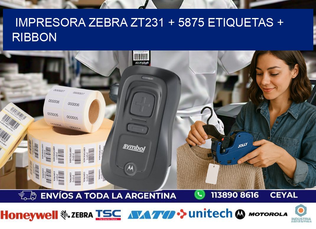 impresora zebra zt231 + 5875 etiquetas + ribbon