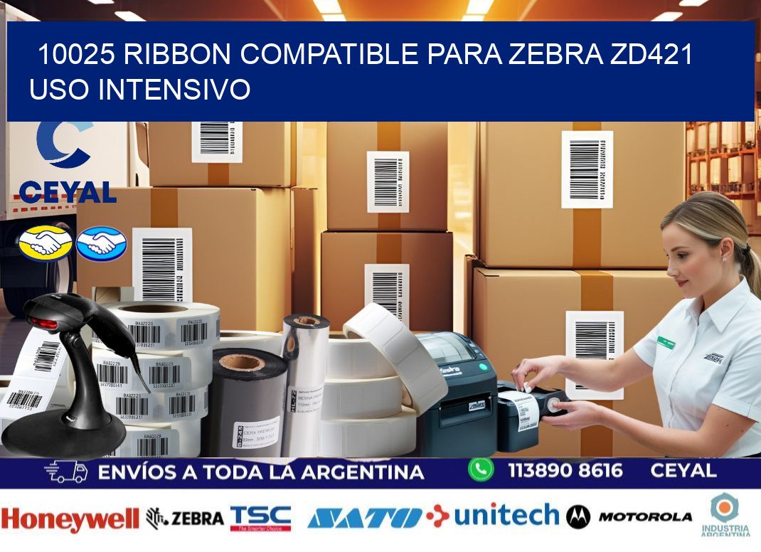 10025 ribbon compatible para zebra zd421 uso intensivo