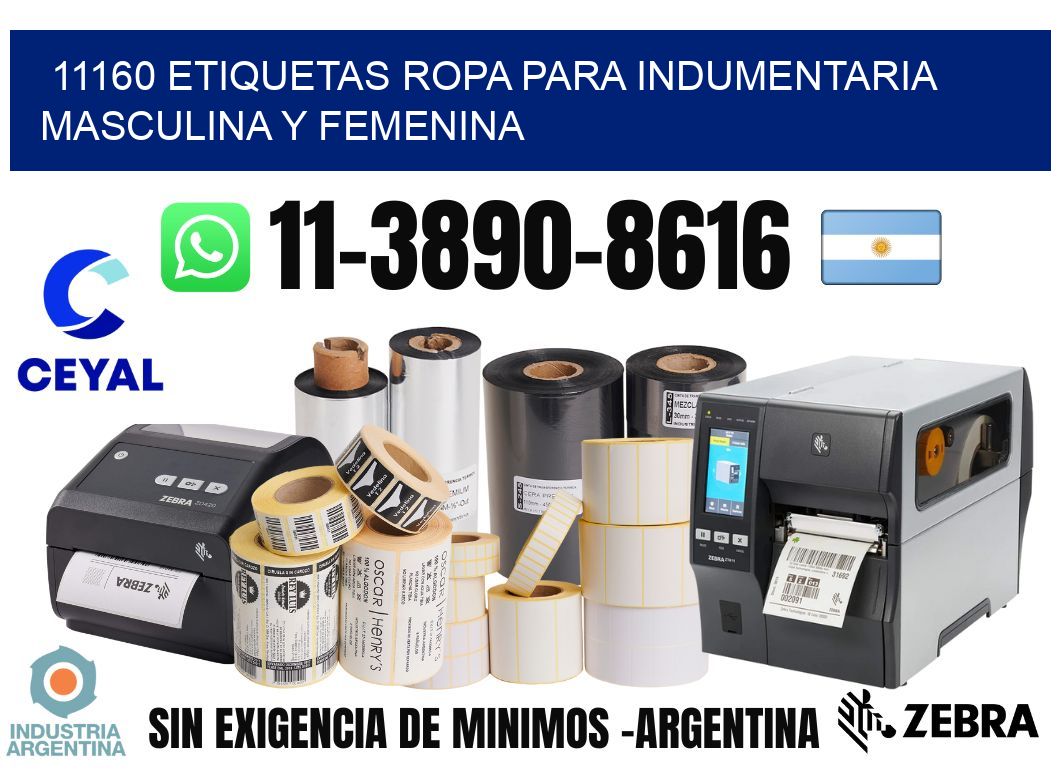 11160 Etiquetas ropa para indumentaria masculina y femenina