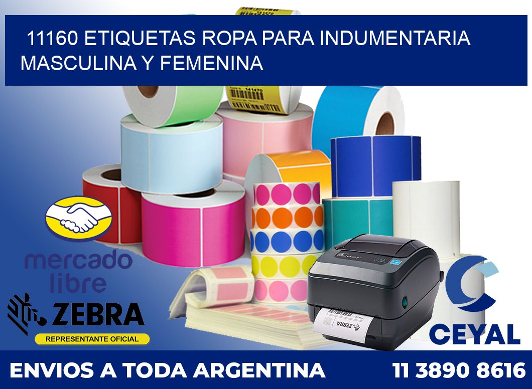 11160 Etiquetas ropa para indumentaria masculina y femenina