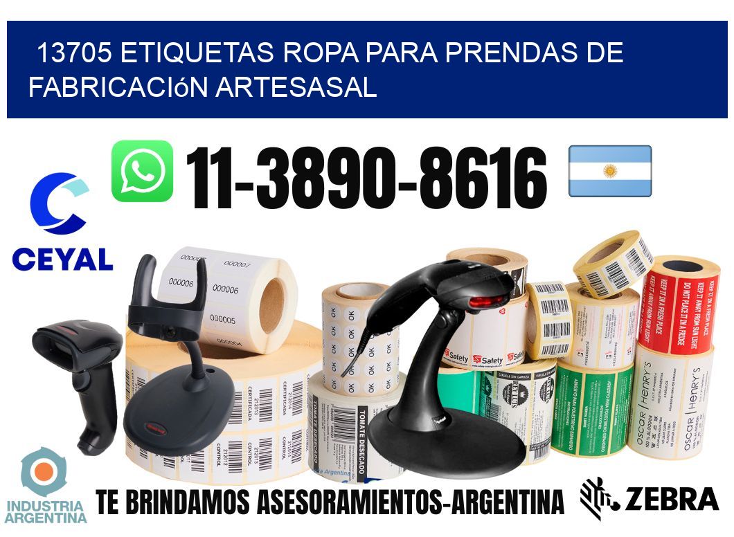 13705 Etiquetas ropa para prendas de fabricación artesasal