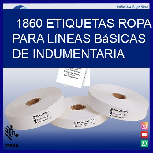 1860 Etiquetas ropa para líneas básicas de indumentaria