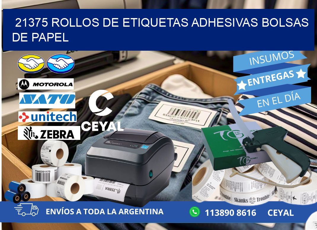 21375 rollos de etiquetas adhesivas bolsas de papel