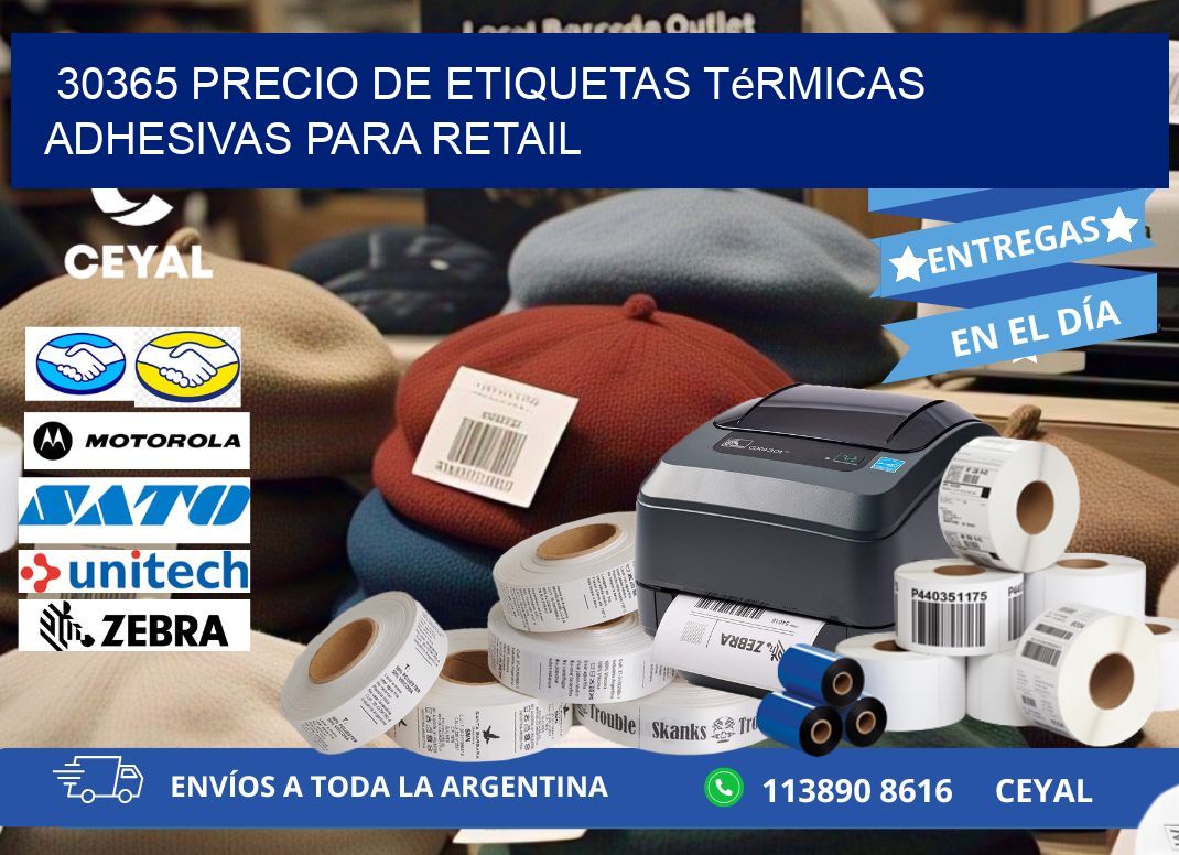 30365 precio de etiquetas térmicas adhesivas para retail