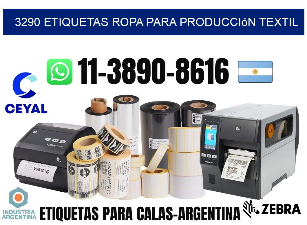 3290 Etiquetas ropa para producción textil