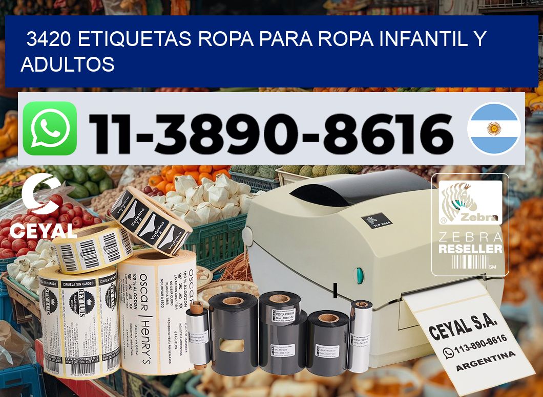 3420 Etiquetas ropa para ropa infantil y adultos