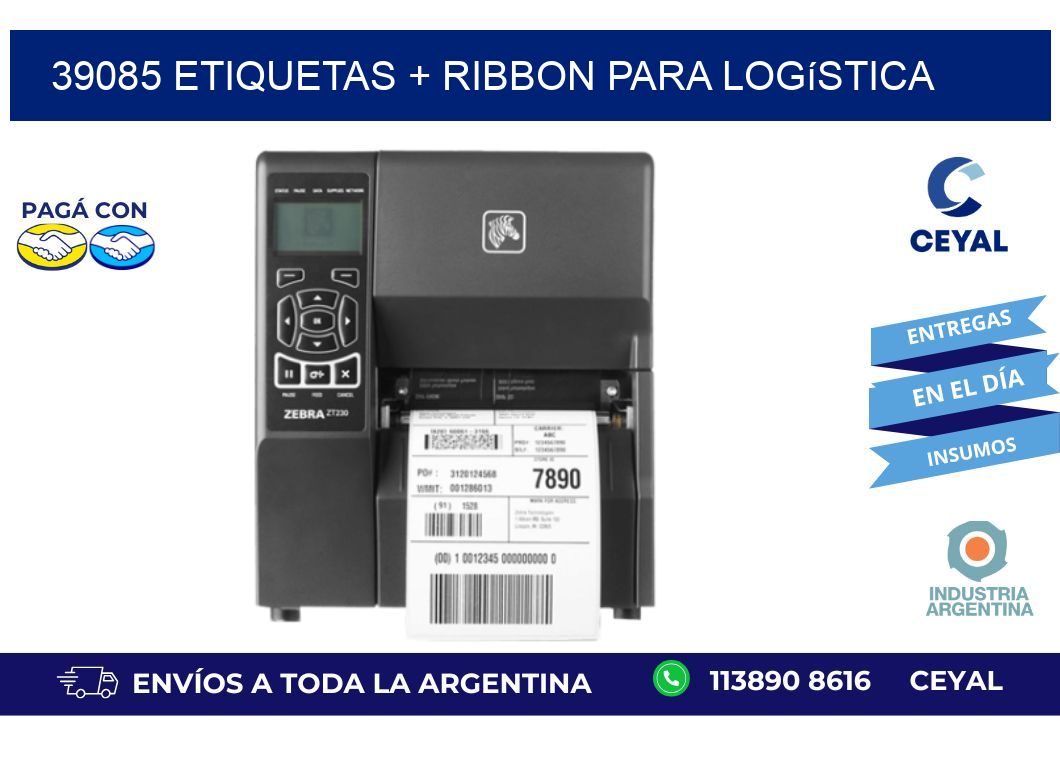 39085 etiquetas + ribbon para logística
