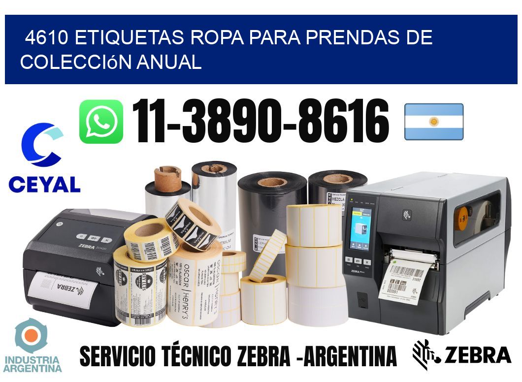 4610 Etiquetas ropa para prendas de colección anual