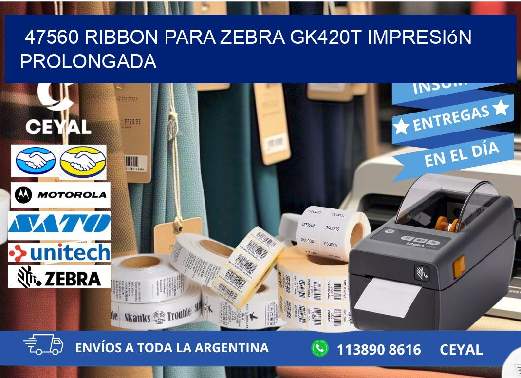 47560 ribbon para zebra gk420t impresión prolongada