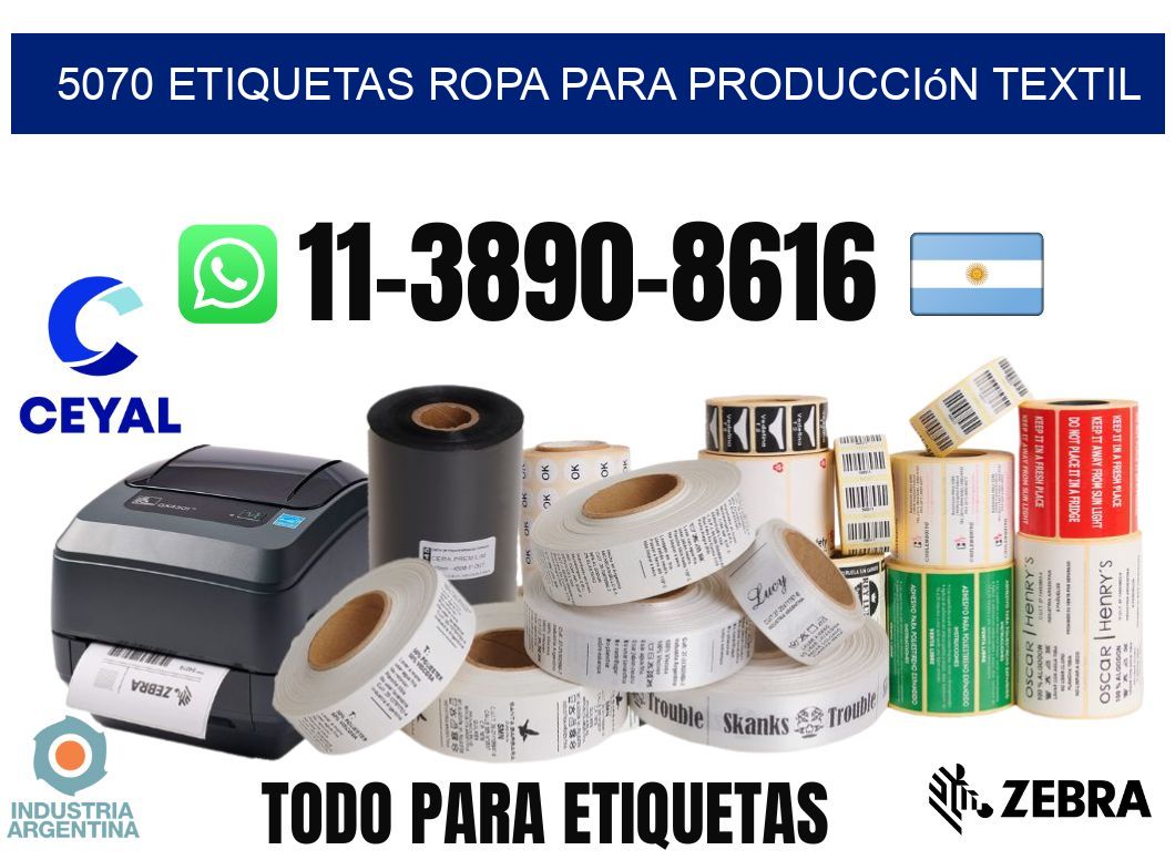 5070 Etiquetas ropa para producción textil