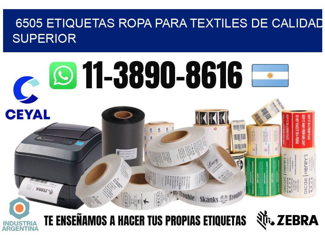 6505 Etiquetas ropa para textiles de calidad superior