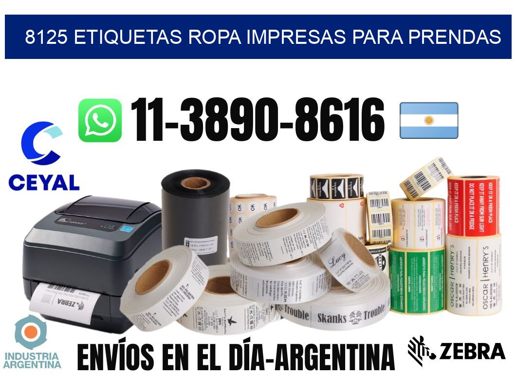 8125 Etiquetas ropa impresas para prendas