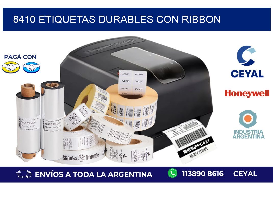 8410 etiquetas durables con ribbon